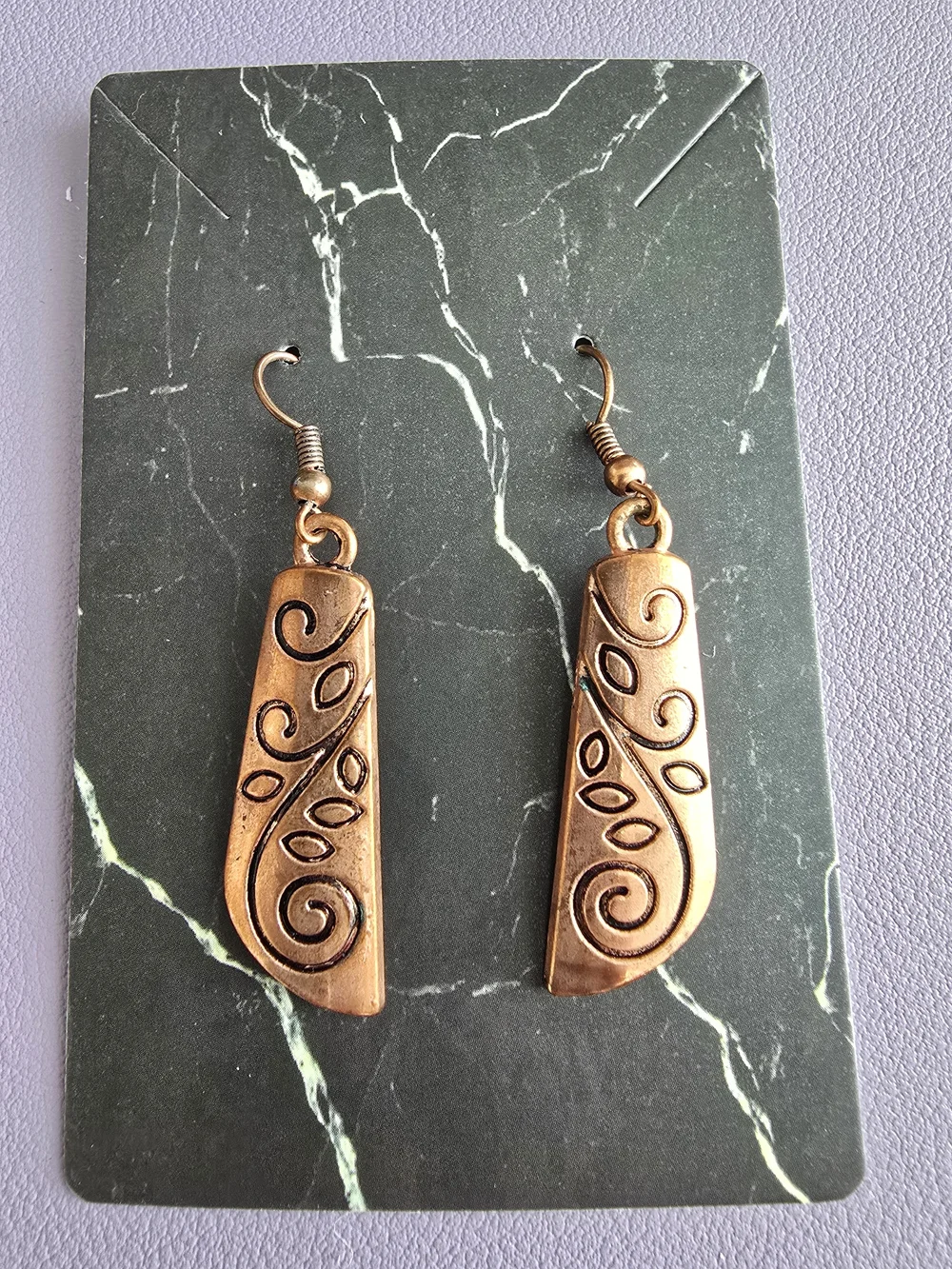 Copper Swirl Drop Earrings